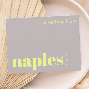 Naples Florida typographic yellow Postcard