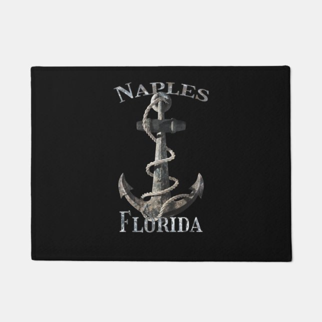 Naples Florida Vacation Nautical Anchor Sailing Doormat (Front)