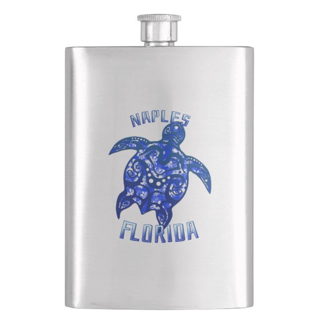 Naples Florida Vacation Tribal Turtle Flask (Front)