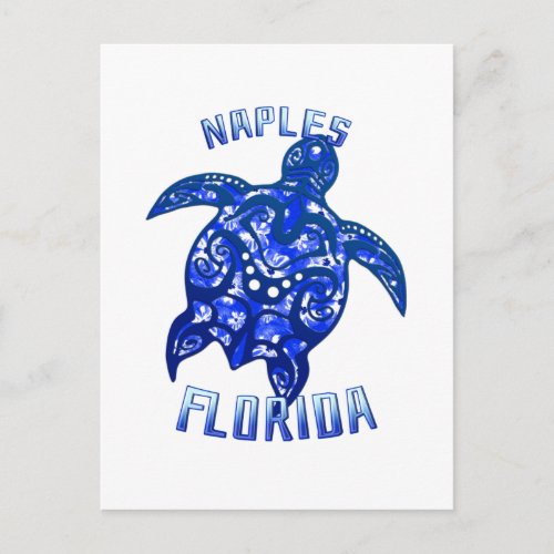 Naples Florida Vacation Tribal Turtle Postcard