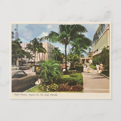 Naples Florida vintage Fifth Avenue 1960s Postcard