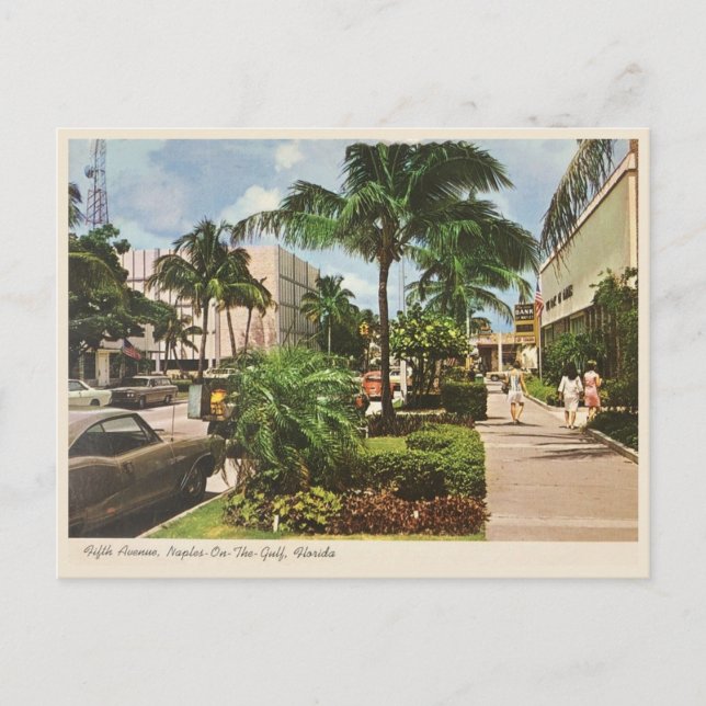 Naples, Florida vintage Fifth Avenue 1960s Postcard (Front)