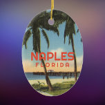 Naples Florida with vintage pier Ceramic Ornament<br><div class="desc">Naples,  Florida with a vintage image of the pier,  palm trees,  and beach.</div>