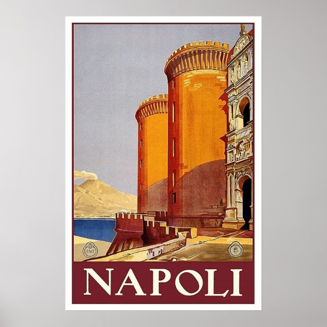 Naples fortress, Italy, medieval, vintage travel Poster (Front)