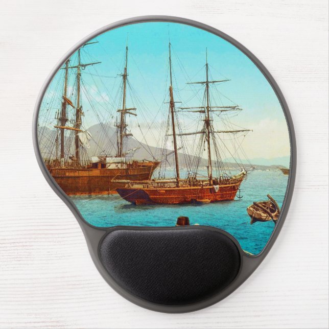Naples harbor Italy 1800s Gel Mouse Pad (Front)