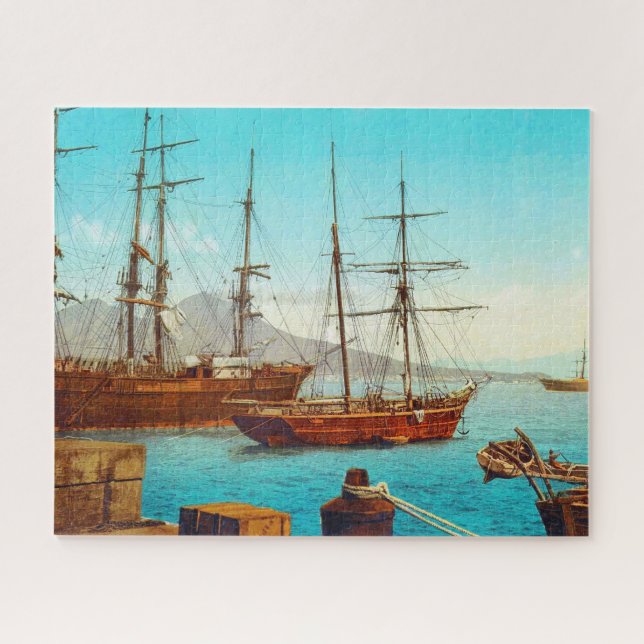Naples harbor Italy 1800s Jigsaw Puzzle (Horizontal)