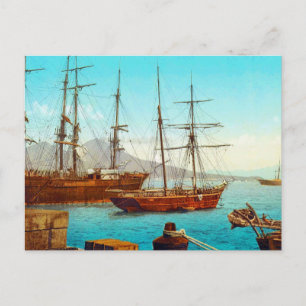 Naples harbor Italy 1800s Postcard