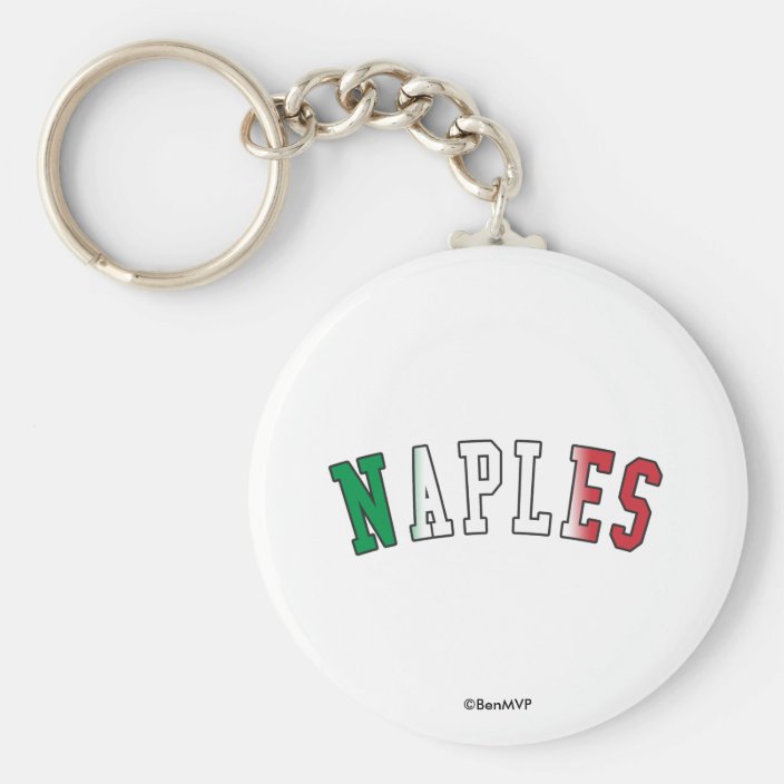Naples in Italy National Flag Colors Keychain