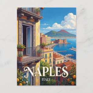 Naples Italy Bay And Vesuvius Travel Postcard