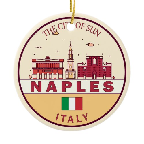 Naples Italy City Skyline Emblem Ceramic Ornament
