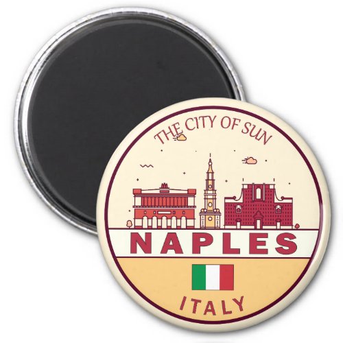 Naples Italy City Skyline Emblem Magnet