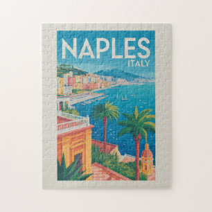 Naples Italy Illustration Travel Art Vintage Jigsaw Puzzle