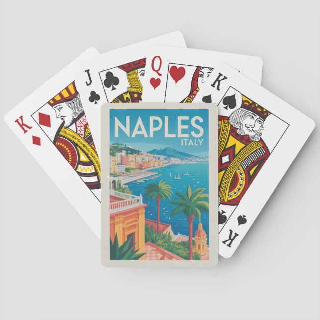Naples Italy Illustration Travel Art Vintage Poker Cards (Back)