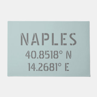 Naples Italy Latitude and Longitude Coordinates Doormat