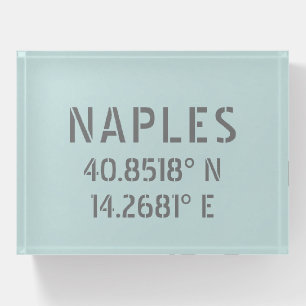 Naples Italy Latitude and Longitude Coordinates Paperweight
