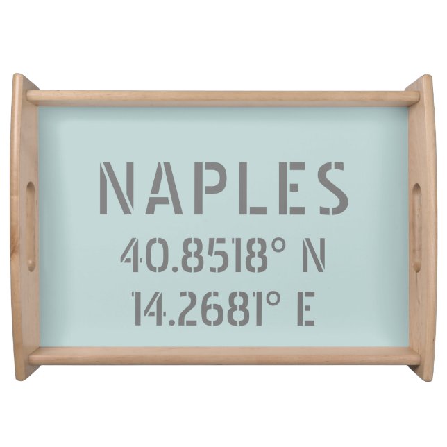 Naples Italy Latitude and Longitude Coordinates Serving Tray (Front)