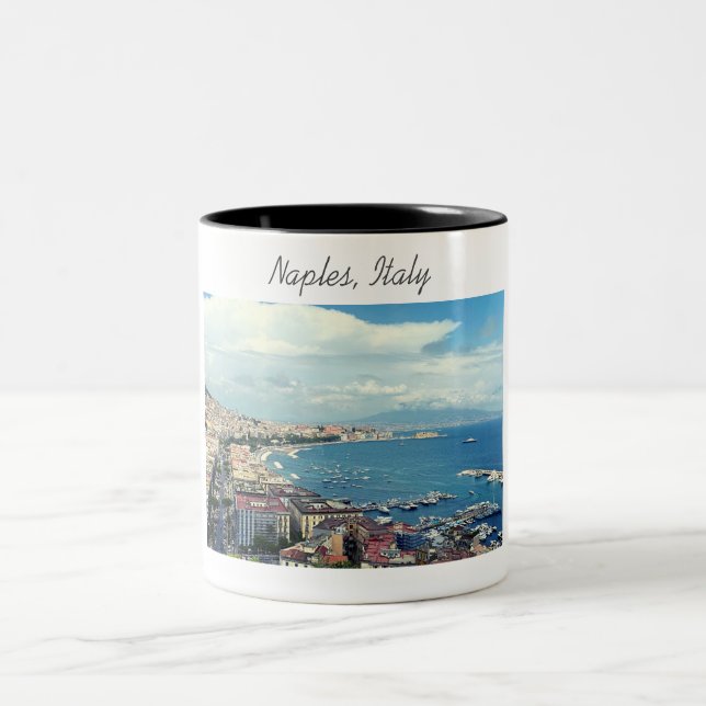 Naples Italy Photo Coastline Two-Tone Coffee Mug (Center)