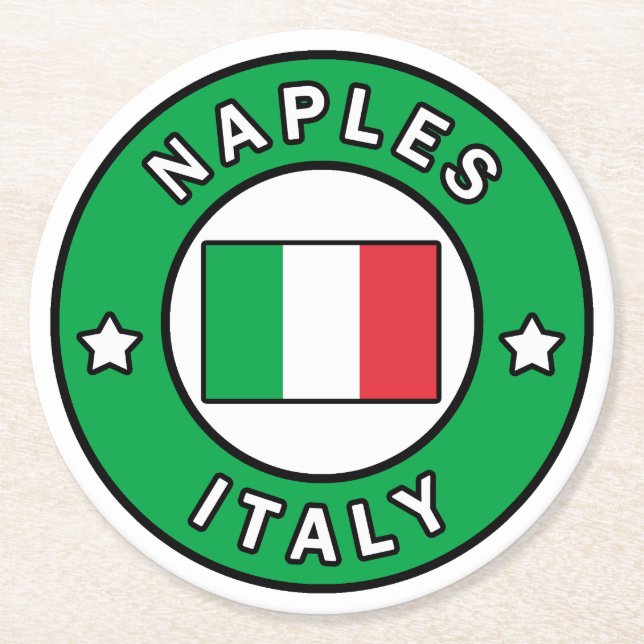 Naples Italy Round Paper Coaster (Front)