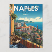 Naples Italy Travel Art Vintage