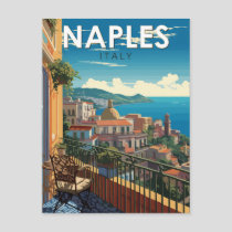 Naples Italy Travel Art Vintage Postcard