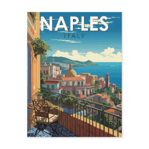 Naples Italy Travel Art Vintage Postcard