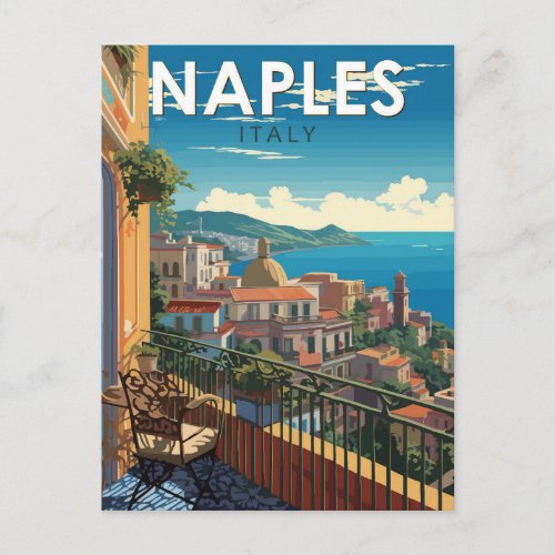 Naples Italy Travel Art Vintage Postcard