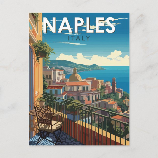 Naples Italy Travel Art Vintage Postcard (Front)