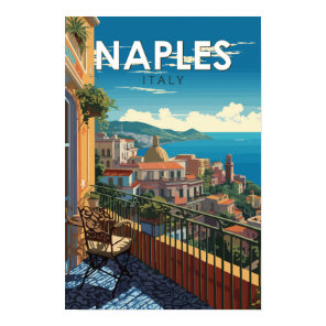 Naples Italy Travel Art Vintage Poster