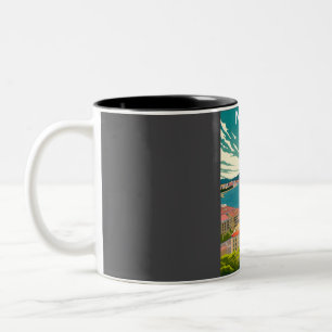Naples Italy Vintage Colorful Minimal Retro Travel Two-Tone Coffee Mug