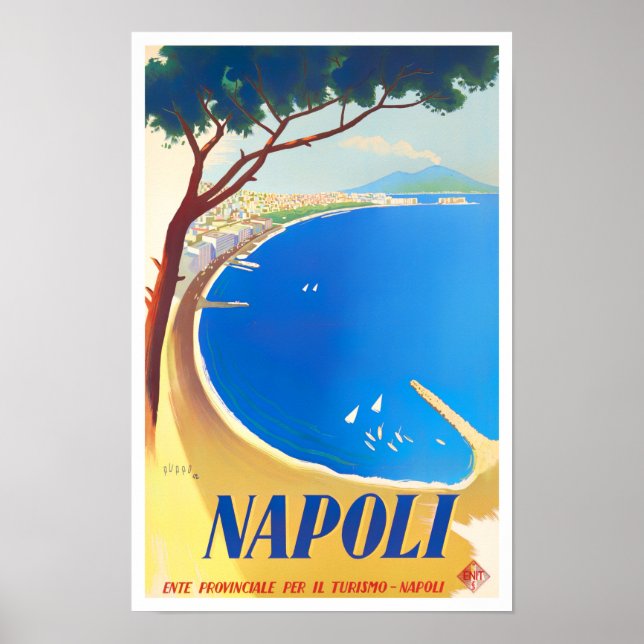 Naples Italy vintage travel Poster (Front)
