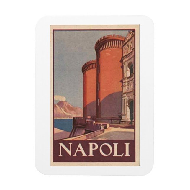 Naples Italy Vintage Travel Poster Magnet  (Vertical)