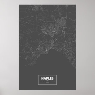 Naples, Italy (white on black) Poster