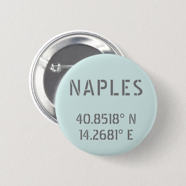 Naples Latitude and Longitude Coordinates  Button (Front & Back)