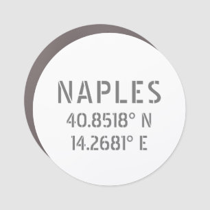 Naples Latitude and Longitude Coordinates   Car Magnet