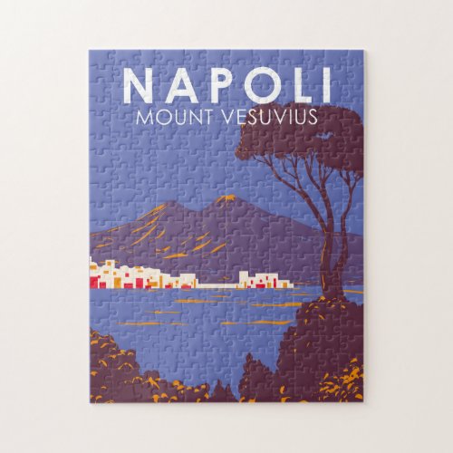 Naples Mount Vesuvius  Travel Art Vintage Jigsaw Puzzle