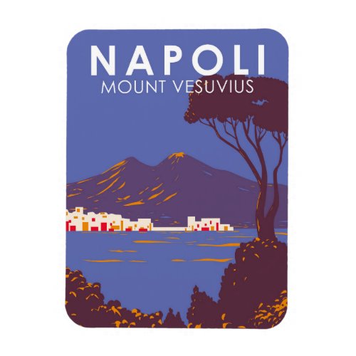 Naples Mount Vesuvius  Travel Art Vintage Magnet