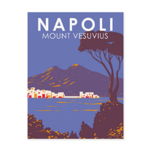 Naples Mount Vesuvius  Travel Art Vintage Postcard