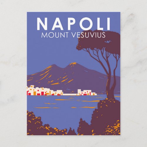 Naples Mount Vesuvius  Travel Art Vintage Postcard