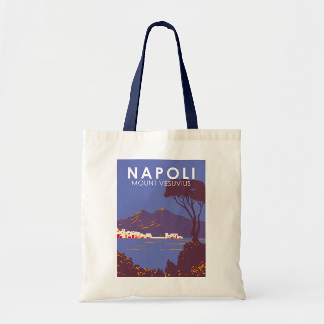 Naples Mount Vesuvius  Travel Art Vintage Tote Bag (Front)