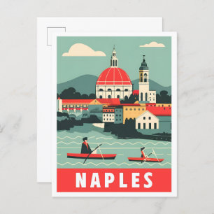 Naples Napoli Italy Vintage Travel Illustration Postcard