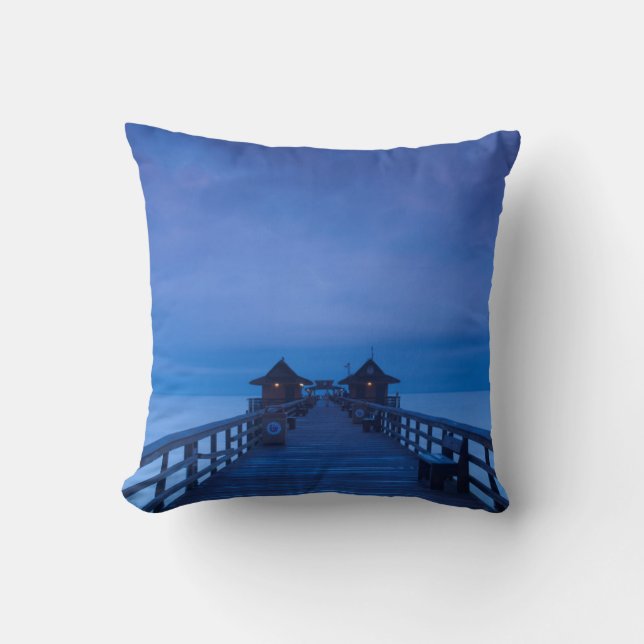 Naples Pier, dawn Throw Pillow (Front)