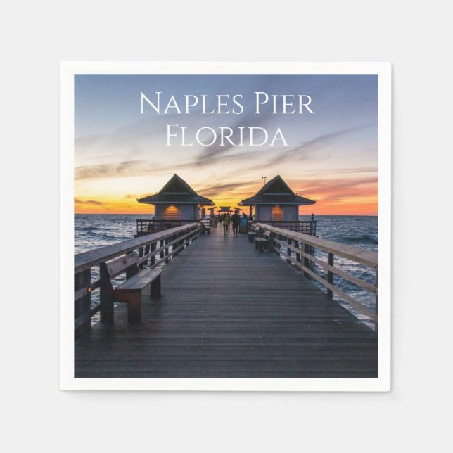 Naples Pier Florida Ocean Beach Napkins (Front)