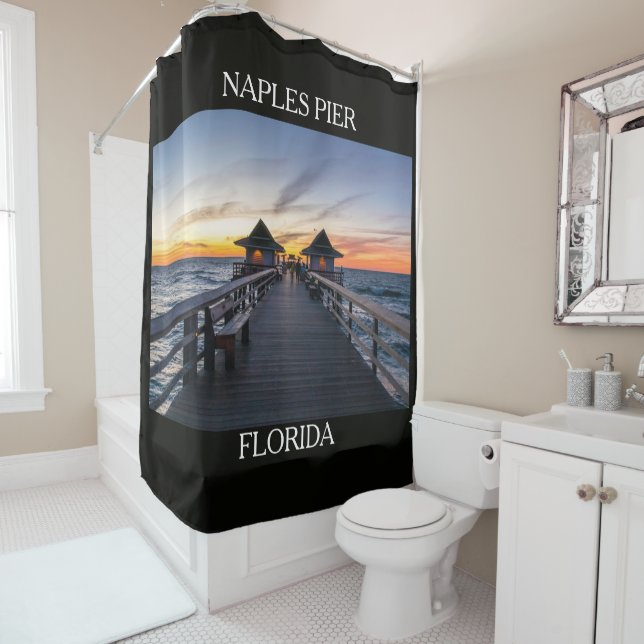 Naples Pier Florida Vacation Beach House Shower Curtain (In Situ)