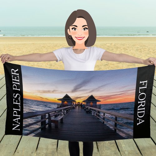 Naples Pier Florida Vacation  Beach Towel