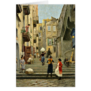 Naples Street Scene - Paul G. Fischer painting
