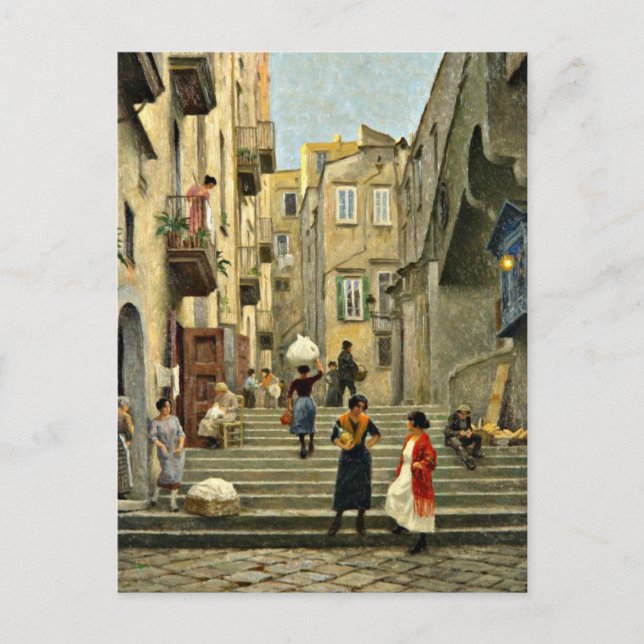 Naples Street Scene - Paul G. Fischer painting, Postcard (Front)