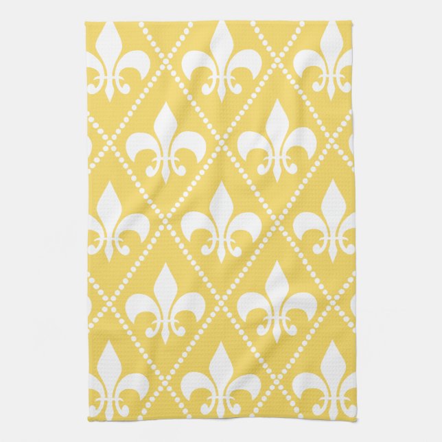 Naples Yellow Fleur de Lis Towel (Vertical)