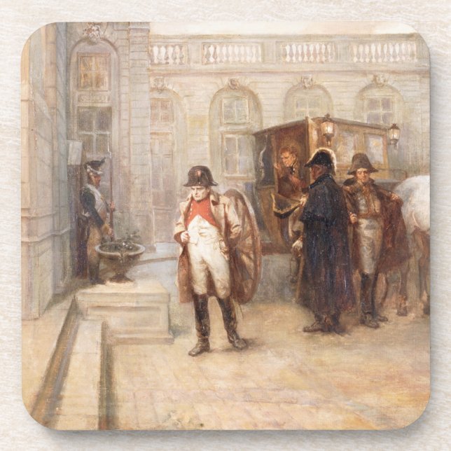 Napoleon after Waterloo (oil on canvas) Beverage Coaster (Front)