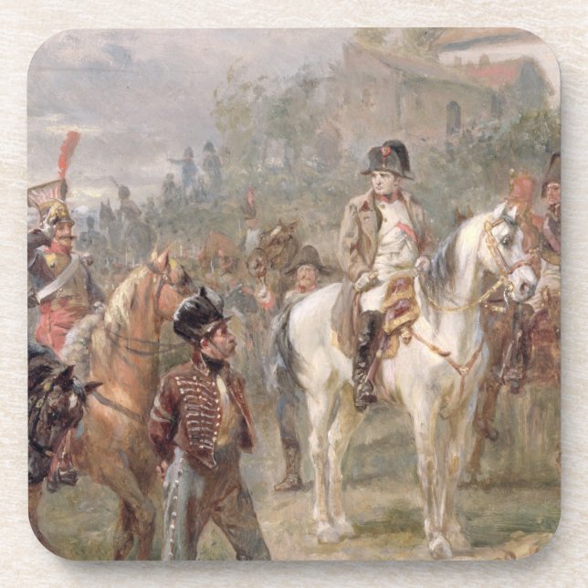 Napoleon and his Troops (oil on panel) (pair of 12 Drink Coaster (Front)