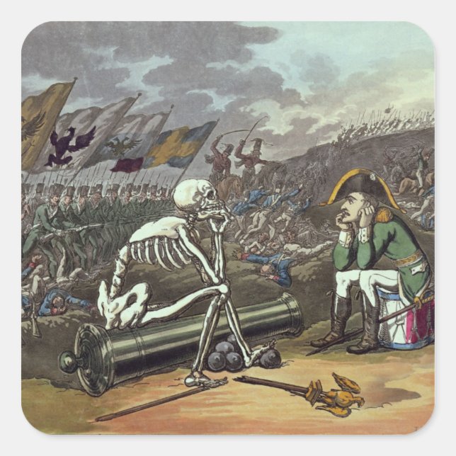 Napoleon and skeleton, 18th square sticker (Front)